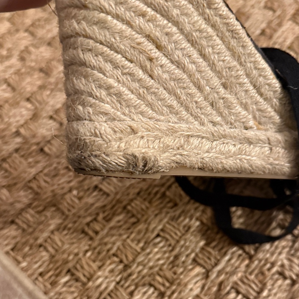 Soludos Black Espadrille Wedge Shoes - Picture 6 of 13